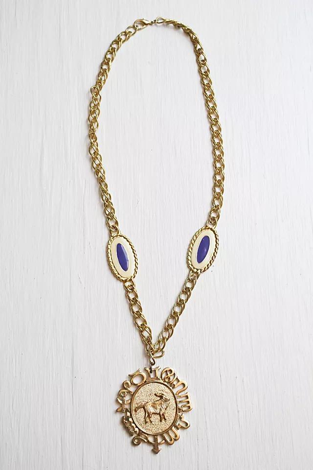 Vintage Taurus Medallion Zodiac Gold Necklace Selected By Moons + Junes Vintage Product Image