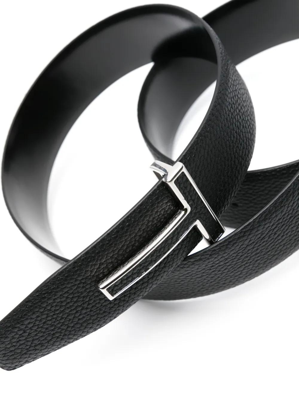 TOM FORD T-buckle Leather Belt In Black Product Image