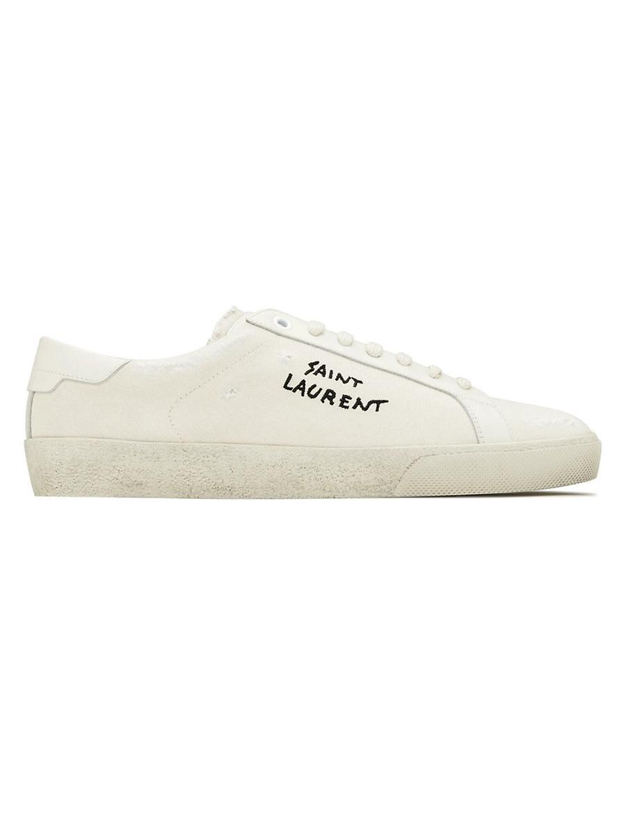 Saint Laurent Court Classic Sl/06 Embroidered Sneakers in Canvas and Leather Product Image