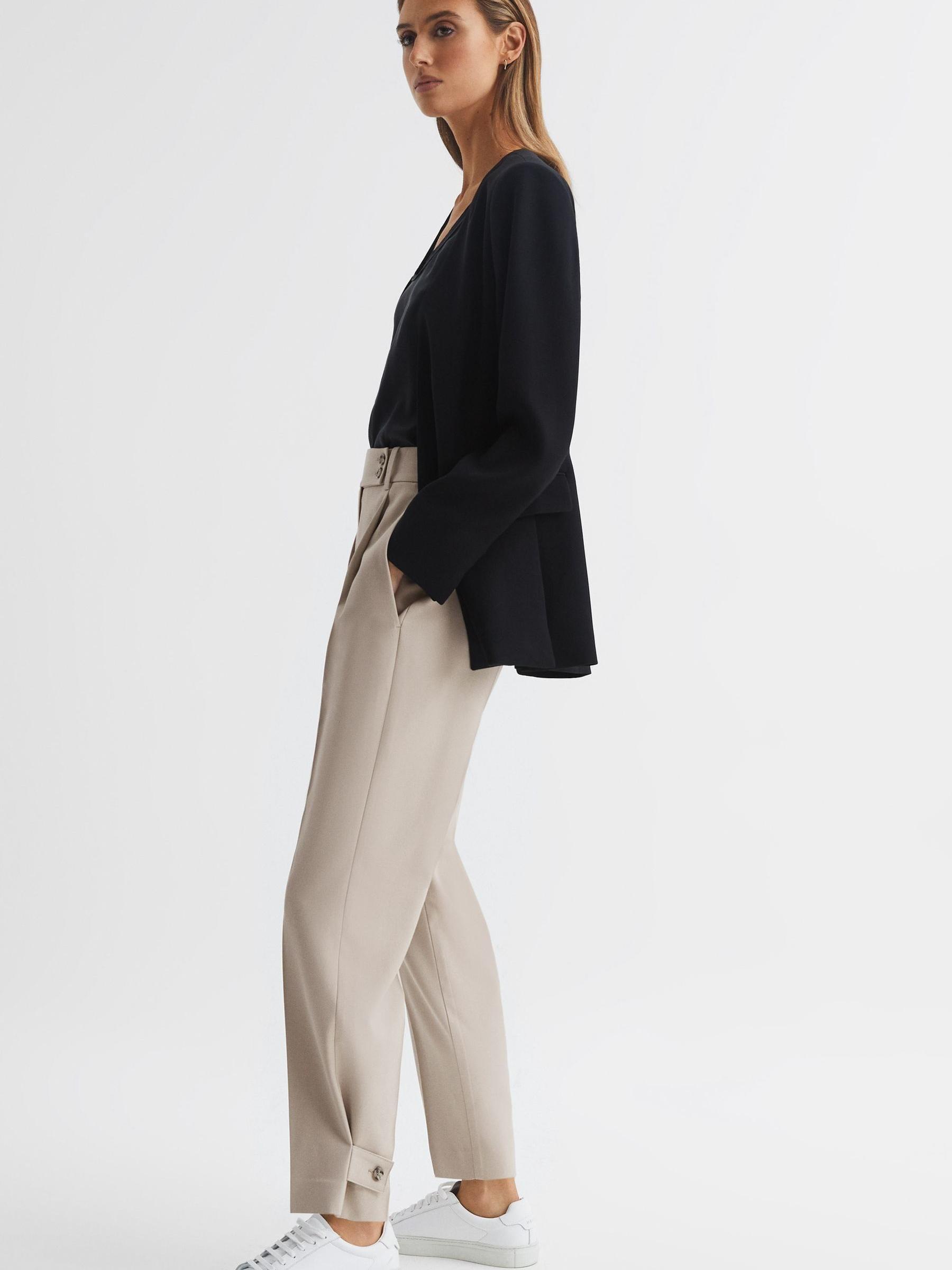 High Rise Cropped Tapered Trousers in Stone Product Image