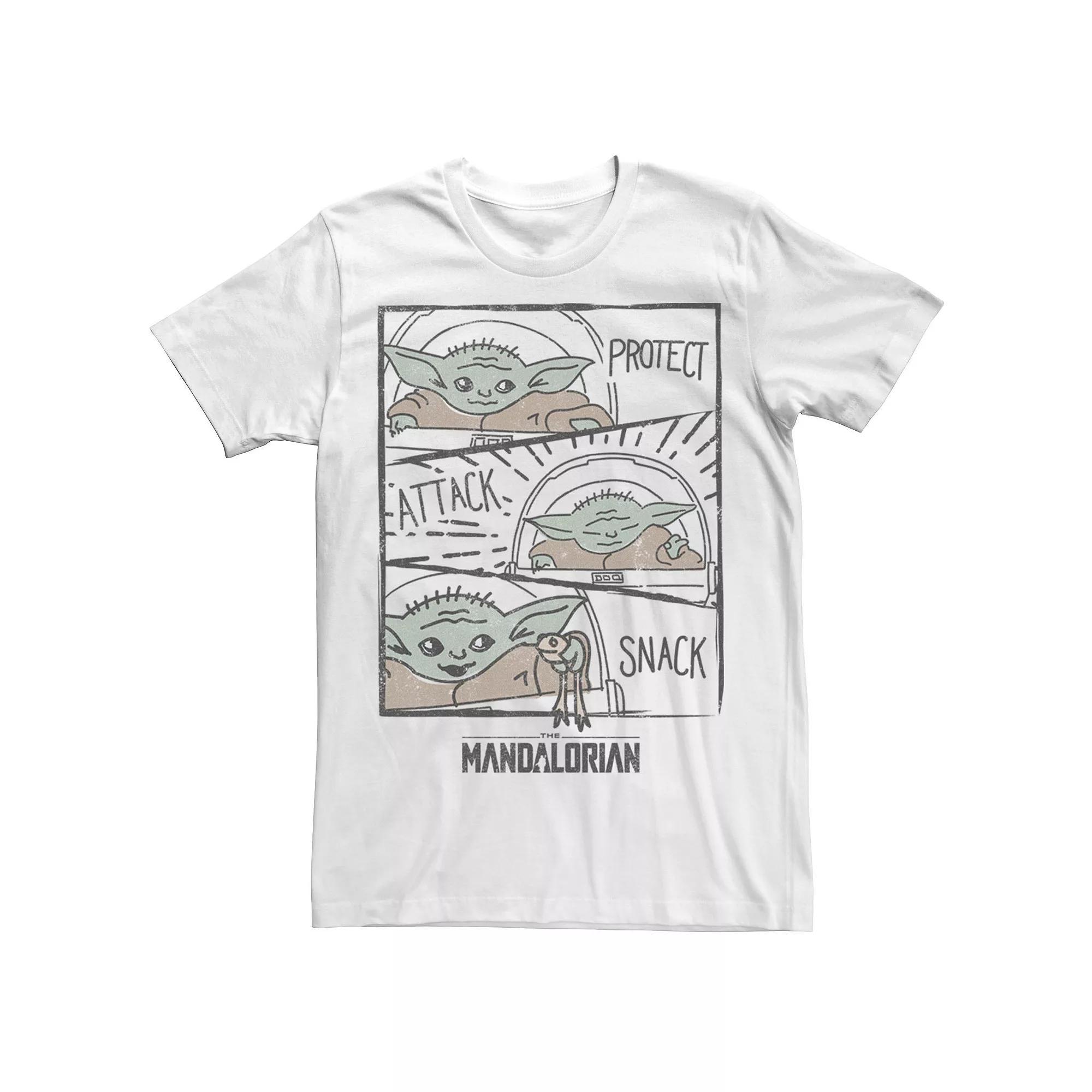 Men's Star Wars The Mandalorian The Child Aka Baby Yoda Protect Attack Snack Tee,  Product Image