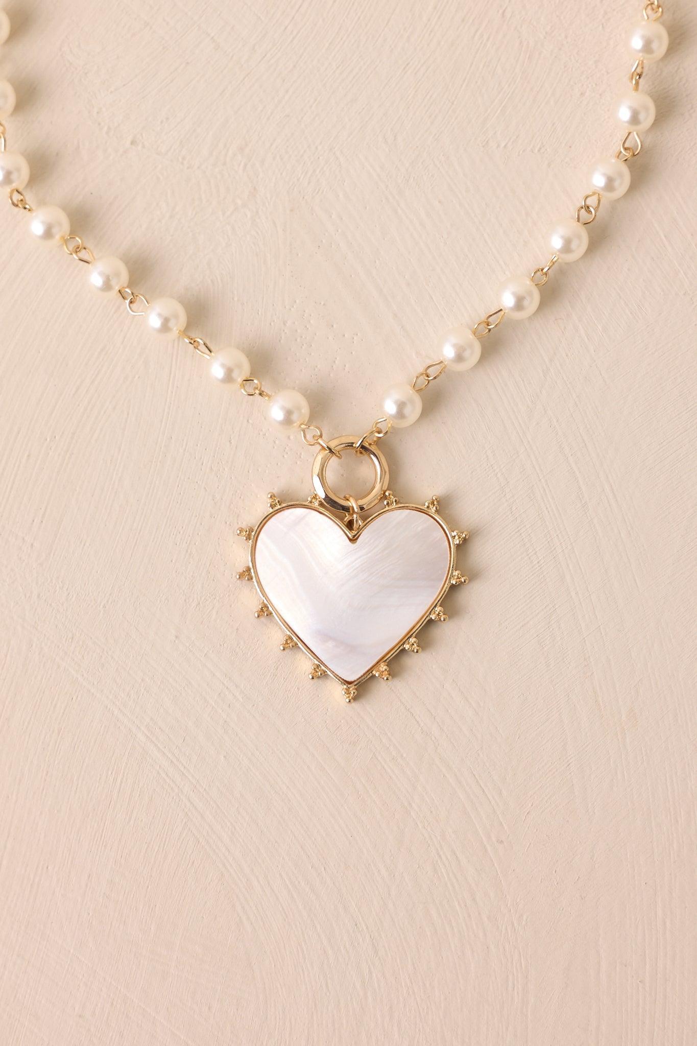 Close To Me Ivory Pearl Heart Pendant Necklace Product Image