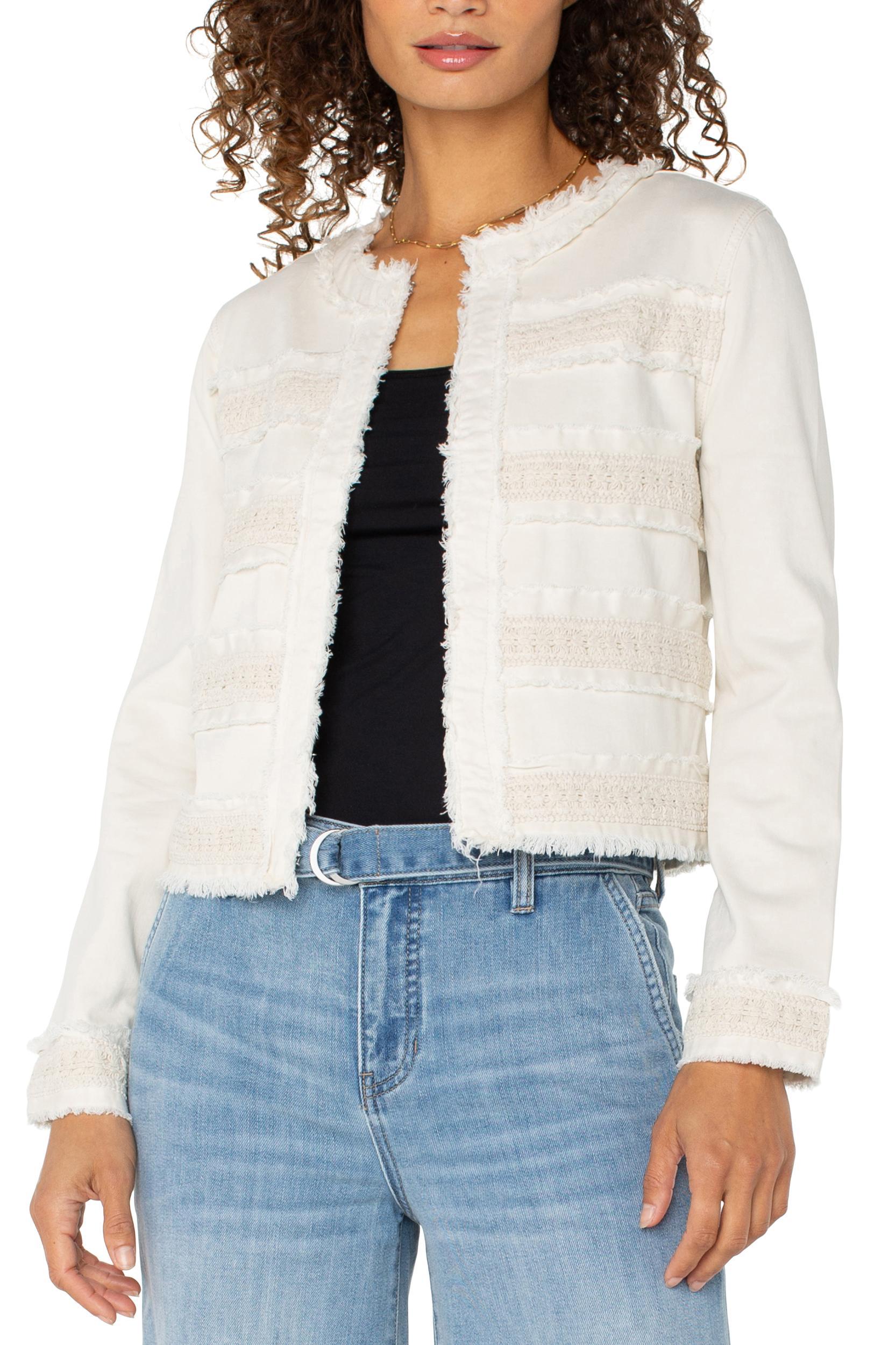 Collarless Jacket with Fray Product Image