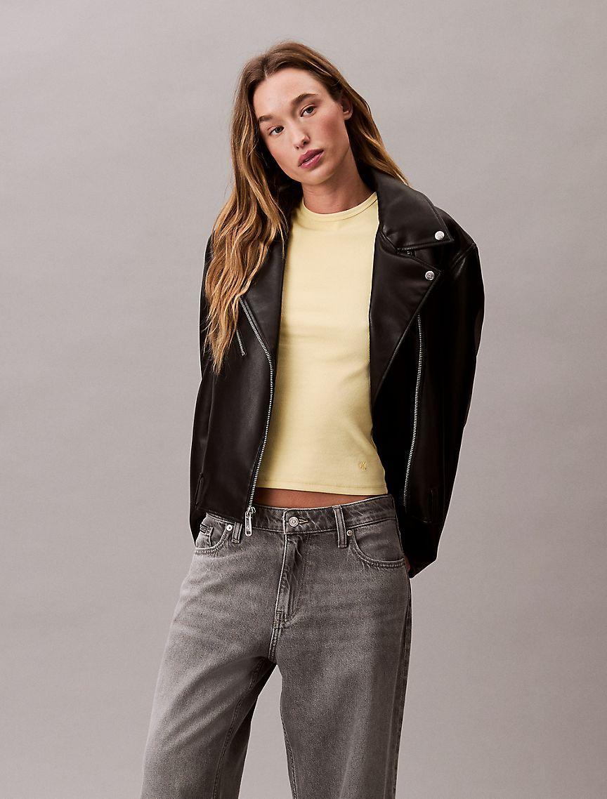 Calvin Klein Womens Cotton Contour Rib T-Shirt - Yellow Product Image