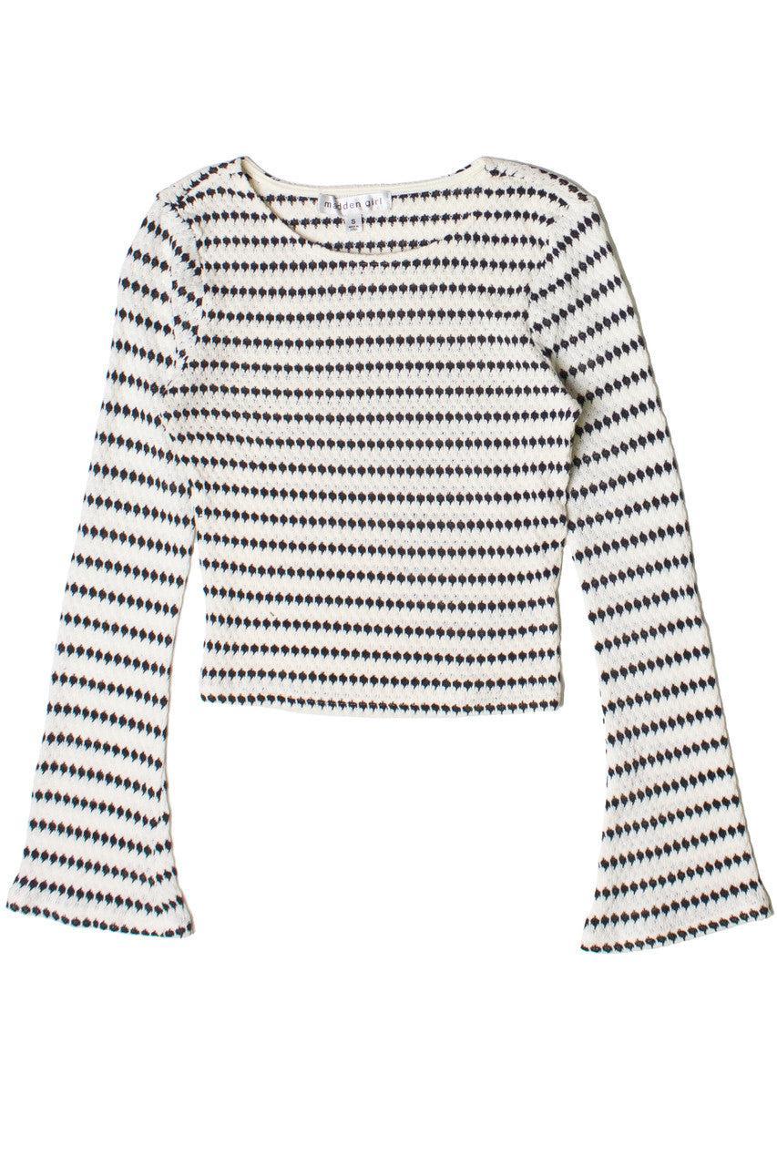 Bell Sleeve Striped Knit Top Product Image