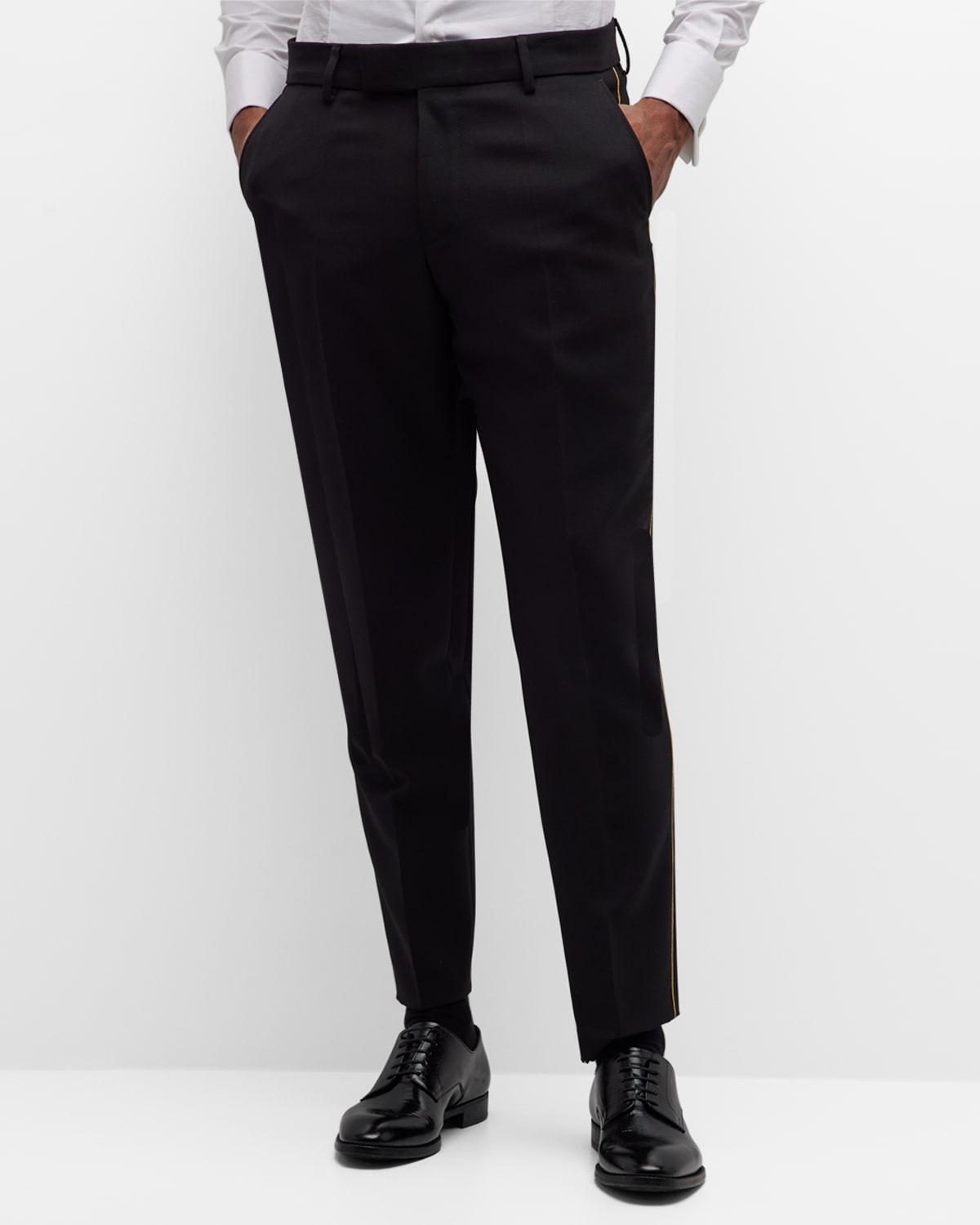 Mens Wool-Blend Solid Tuxedo Pants Product Image