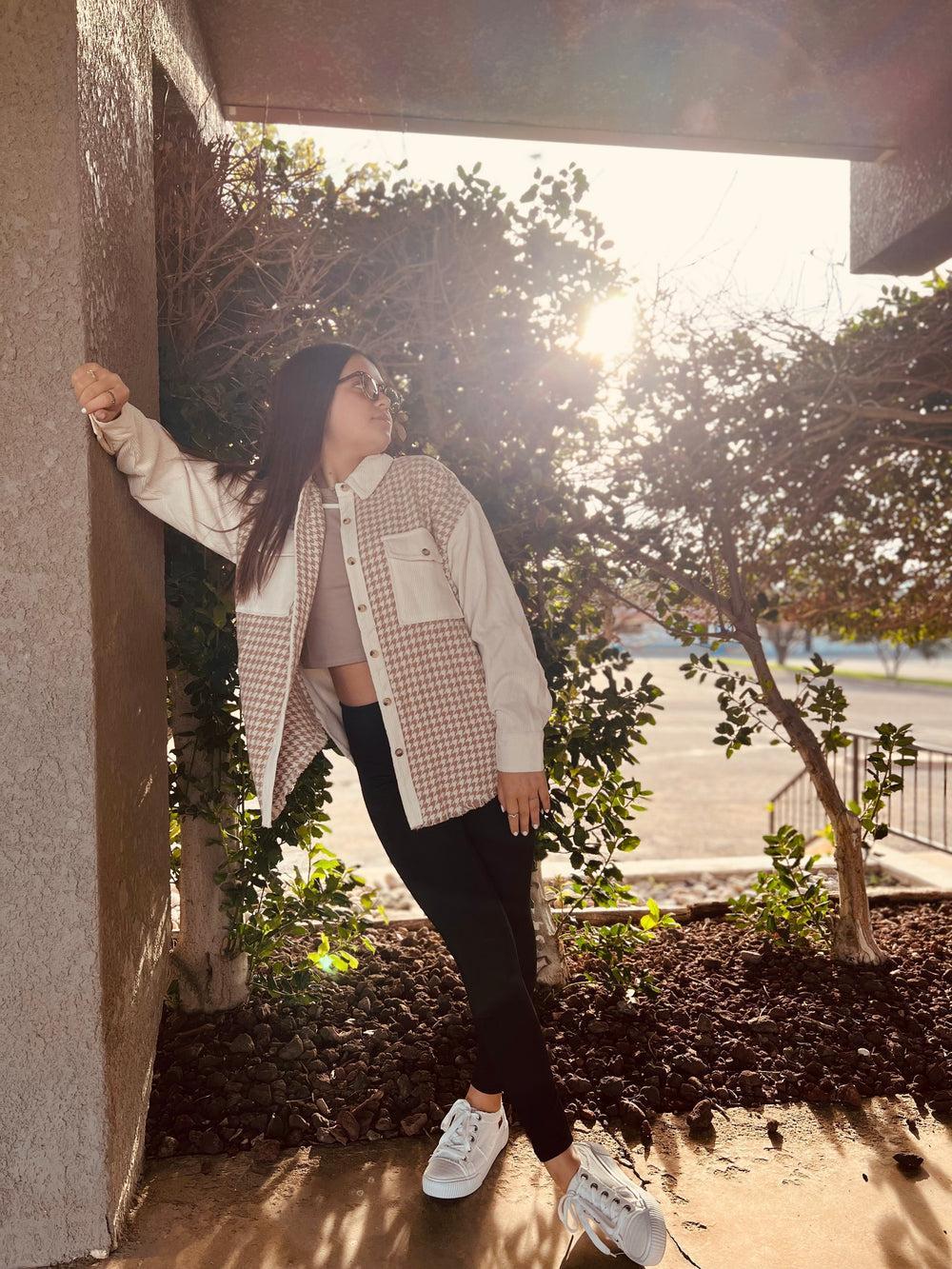 Colorblock Houndstooth Shacket* Product Image