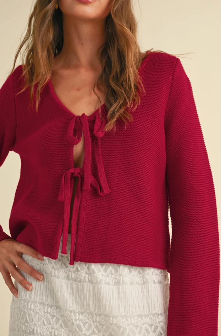 Knitted Tie Front Cardigan Product Image