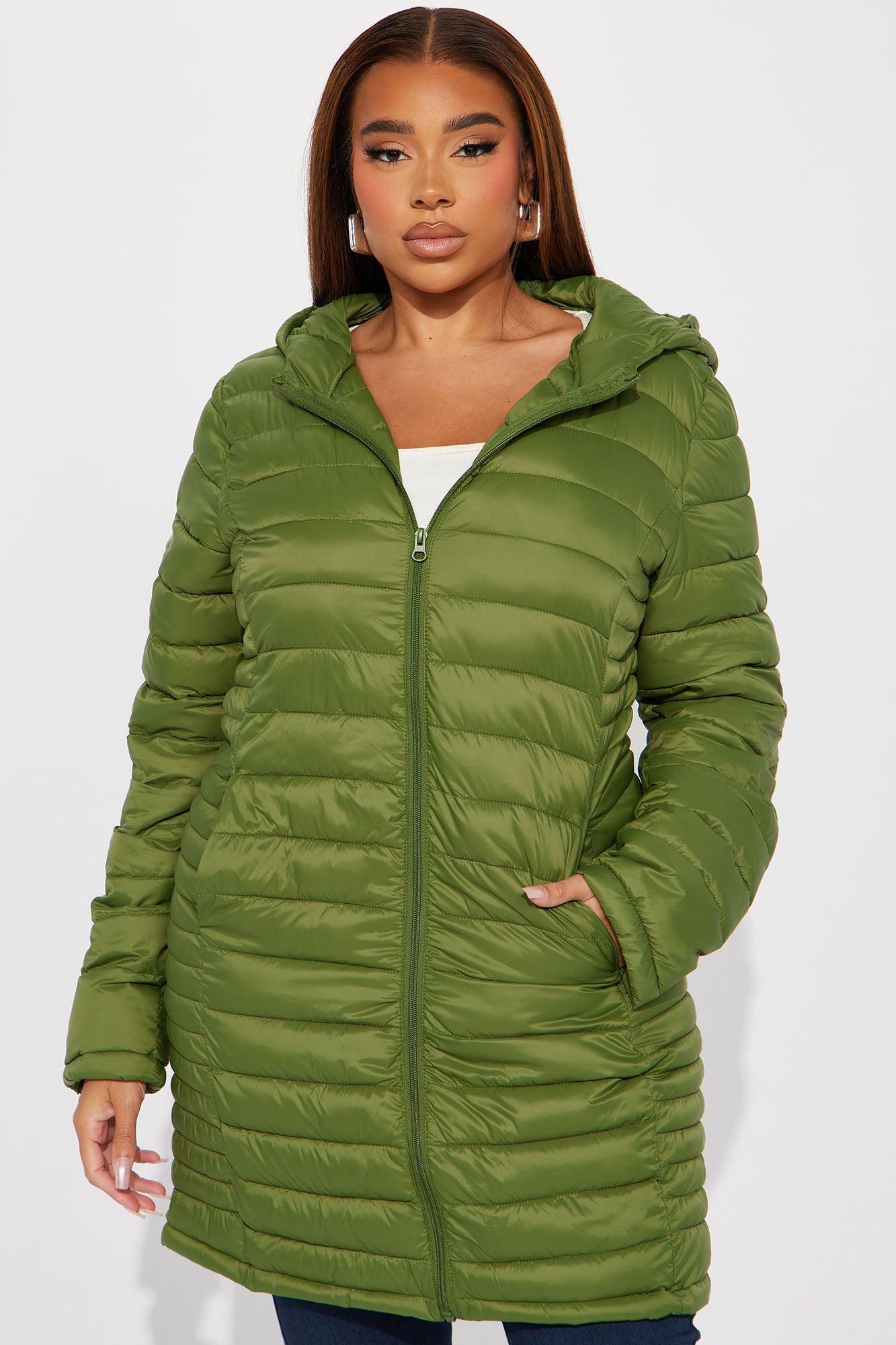 Padded Landing Puffer Coat - Olive Product Image