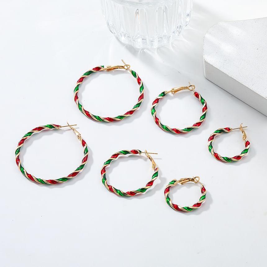 Christmas Candy Cane Twist Hoop Earring Product Image