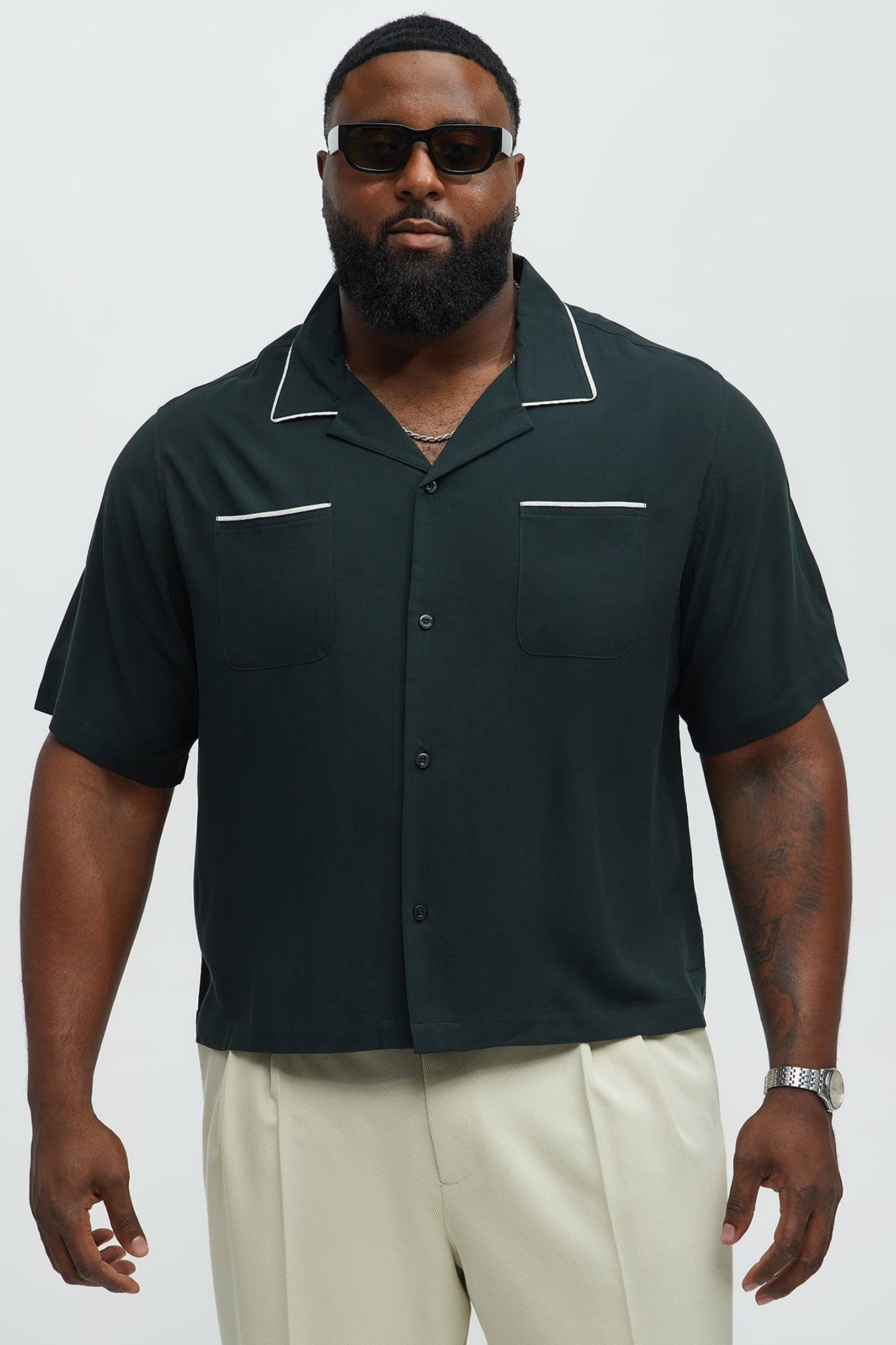 Casual Cropped PJ Style Button Up Shirt - Black Product Image