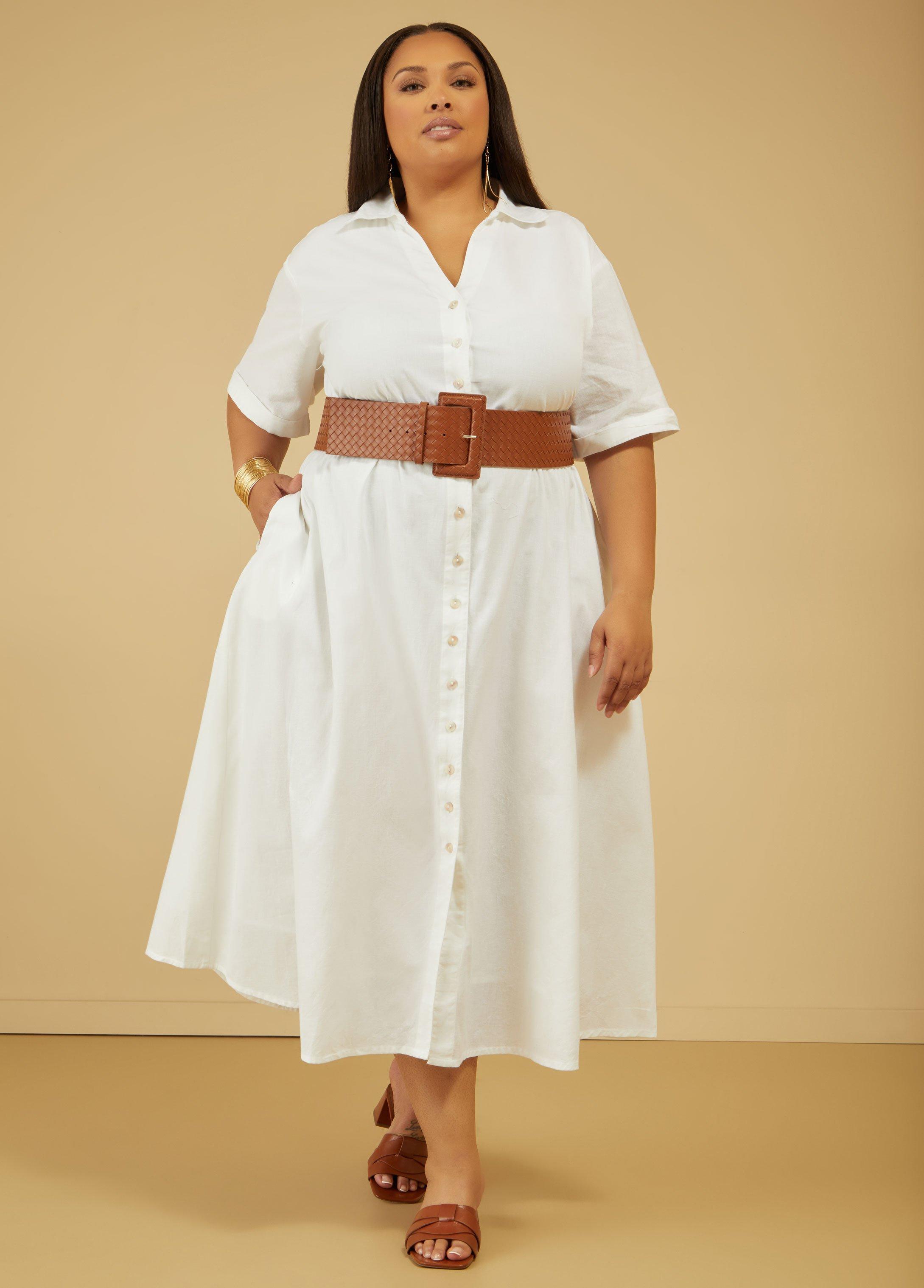 Linen Blend Maxi Shirtdress Product Image