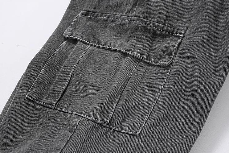 RT No. 11513 GRAY DRAWSTRING WIDE CARGO PANTS Product Image