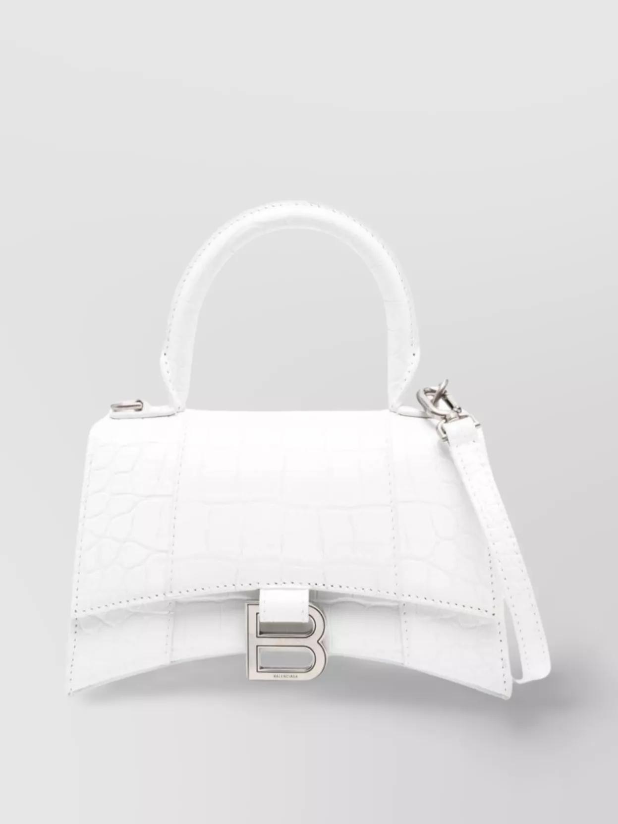 Hourglass Xs Leather Handbag In White Product Image