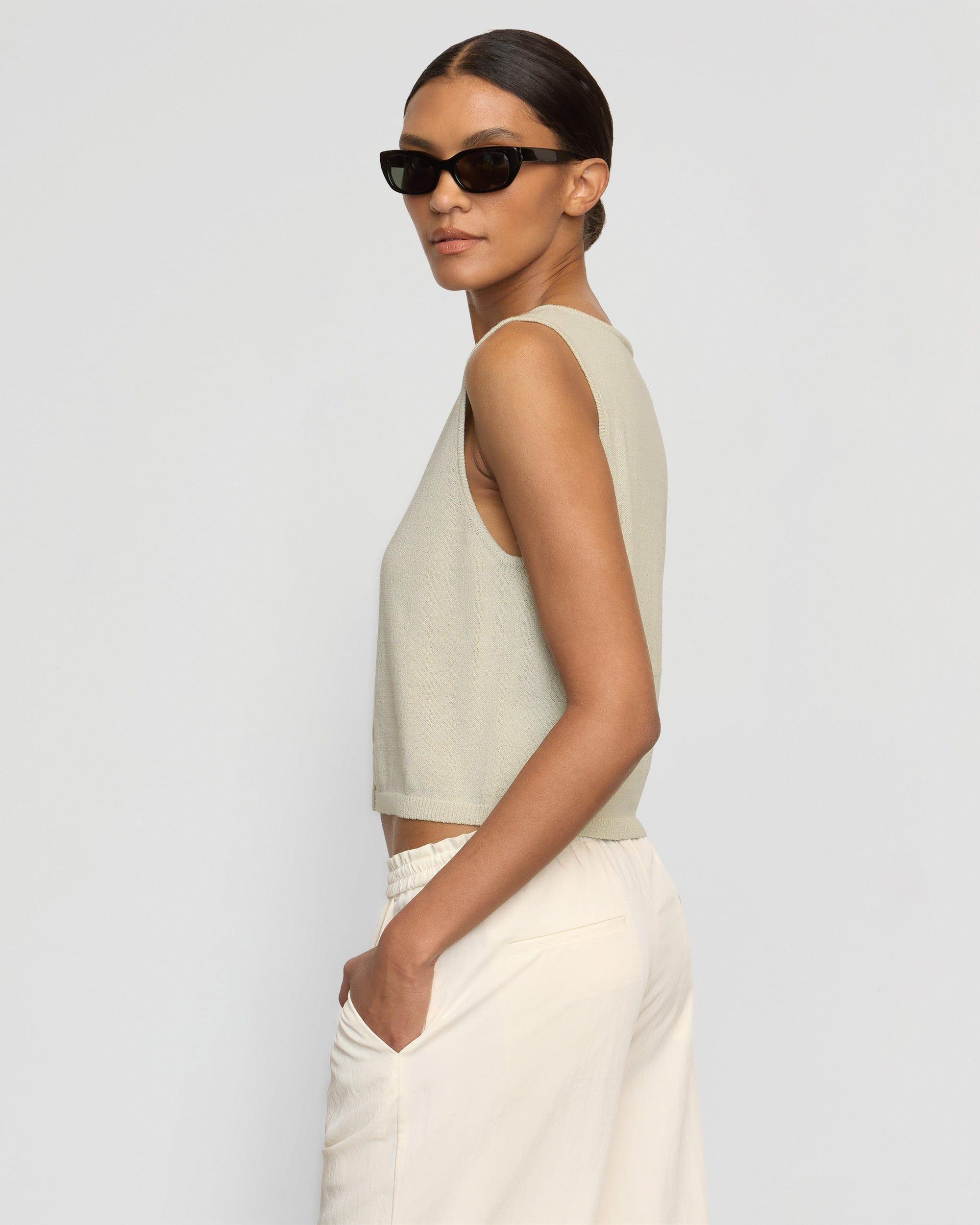 Elith Cotton-Linen Button Knit Vest Product Image