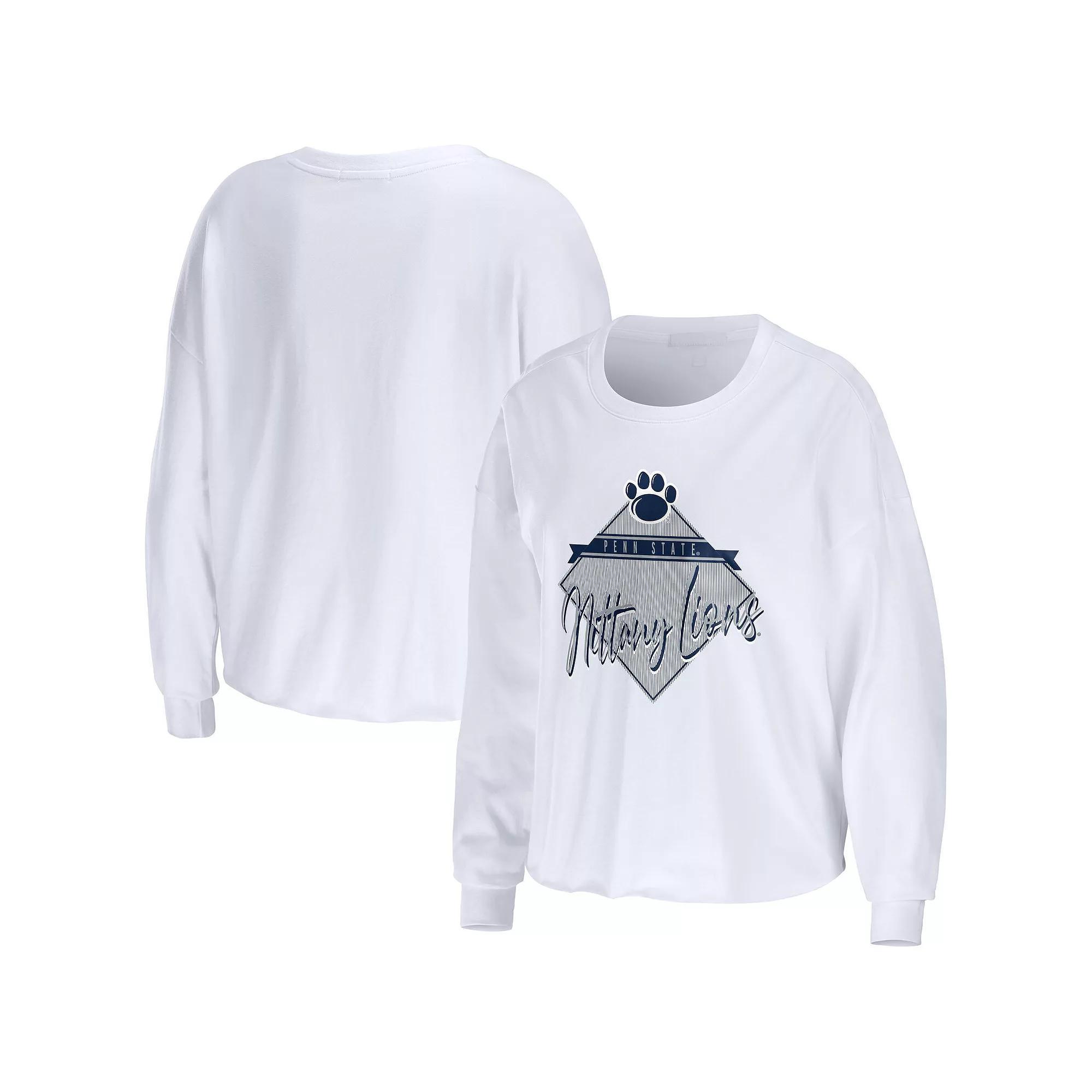 Women's WEAR by Erin Andrews White Penn State Nittany Lions Diamond Long Sleeve Cropped T-Shirt, Size: 2XL Product Image