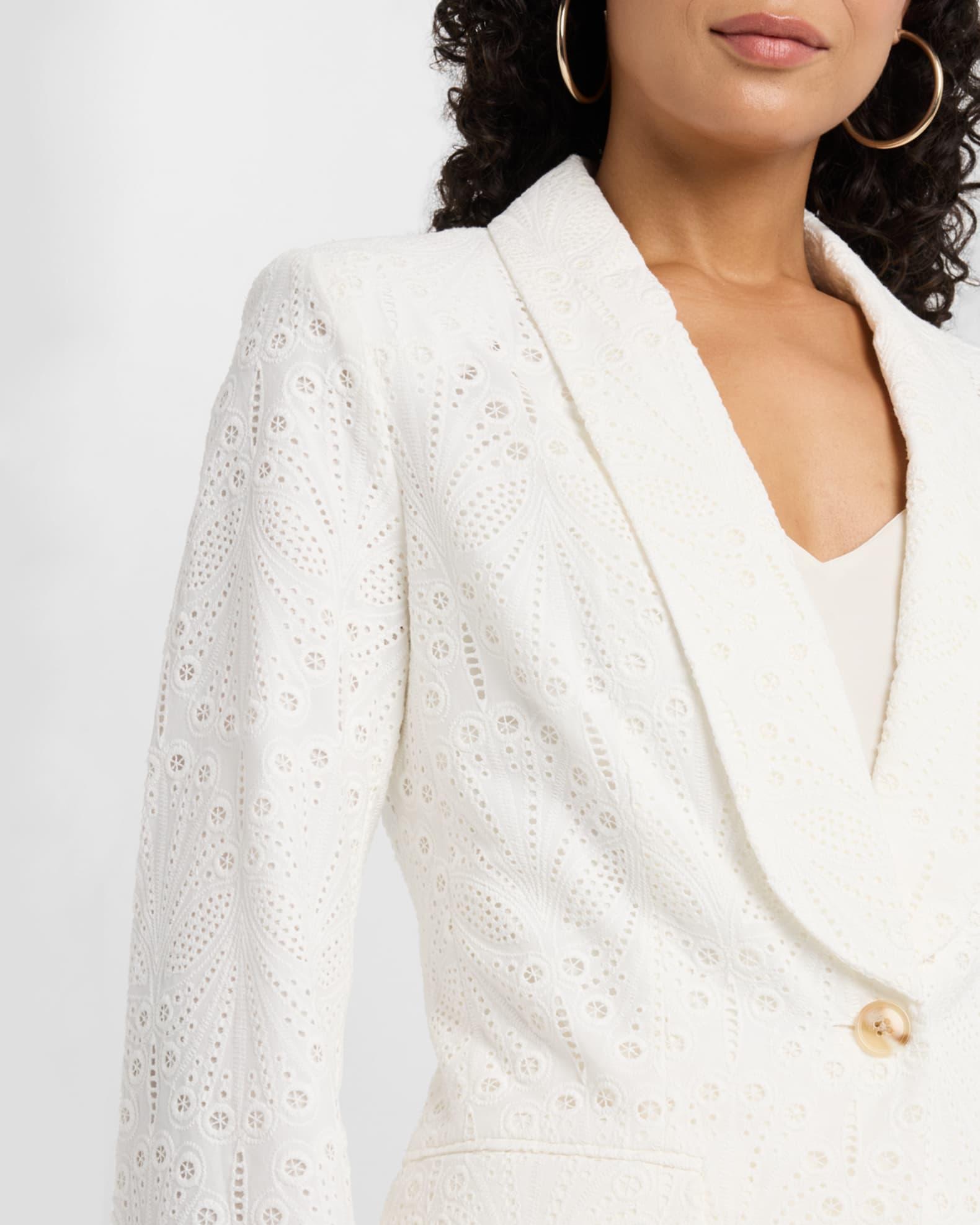 The Aria Single-Button Eyelet Cotton Jacket Product Image