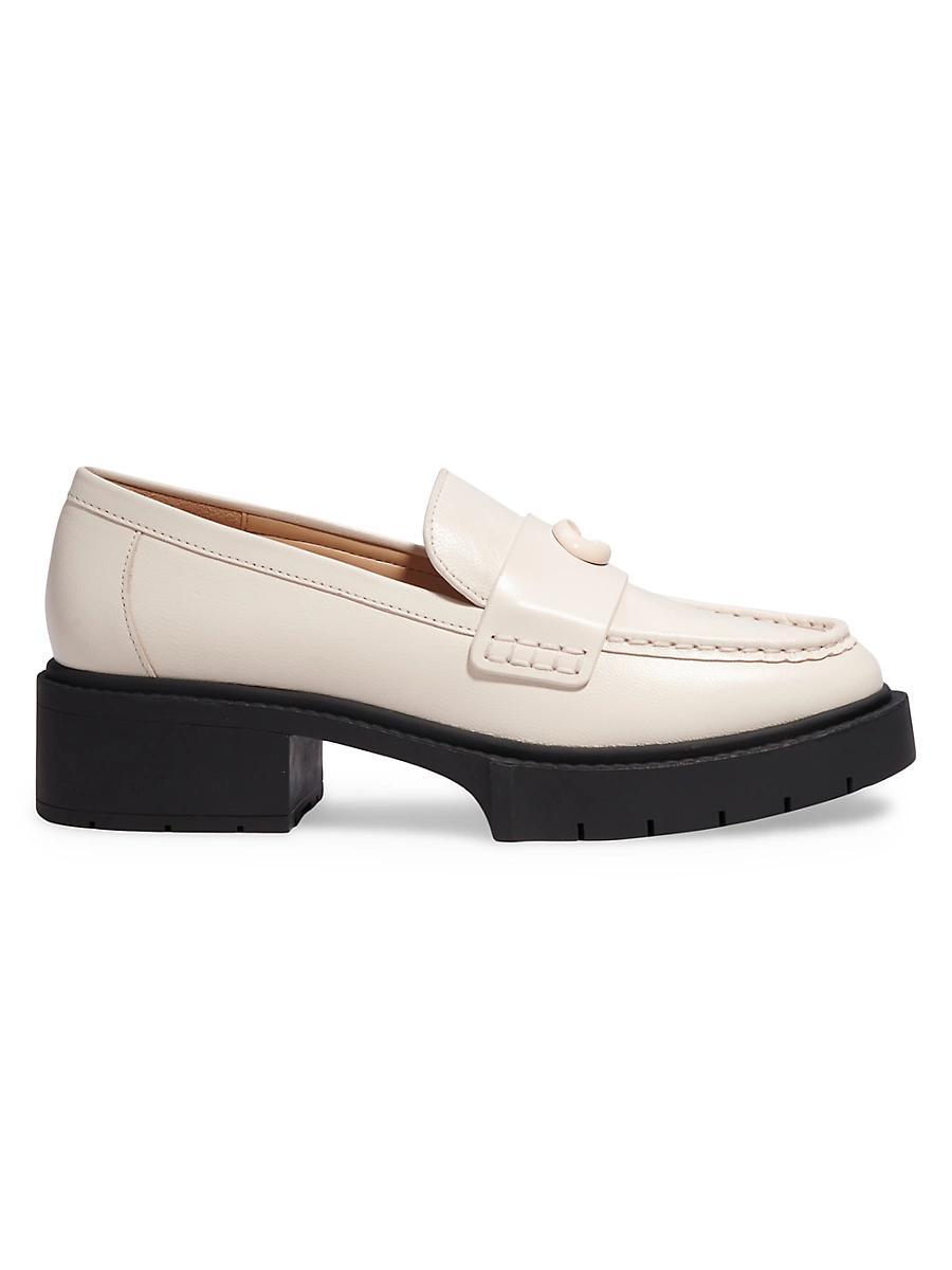 COACH Leah Leather Lug Sole Block Heel Loafers Product Image