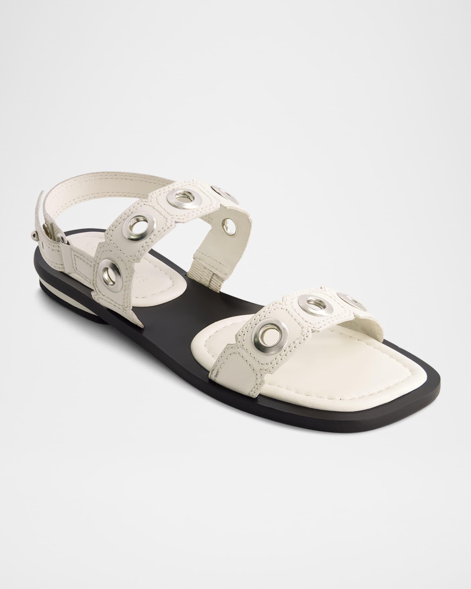 Acro Leather Flat Slingback Sandals Product Image