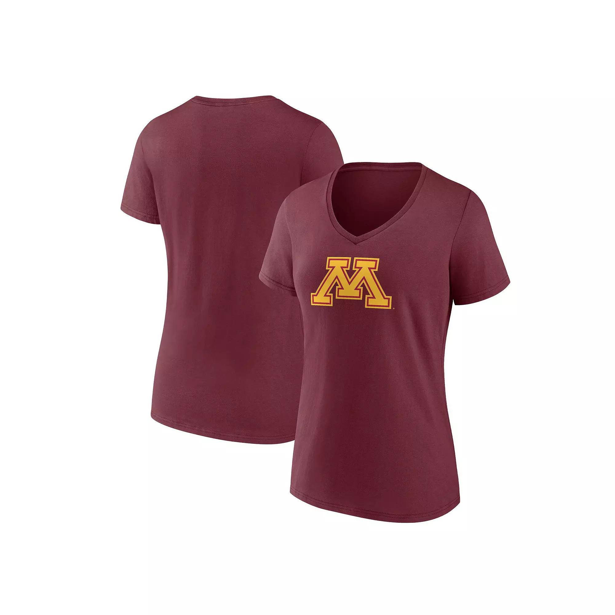 Women's Fanatics Maroon Minnesota Golden Gophers Primary Logo V-Neck T-Shirt, Size: Large, Red Product Image