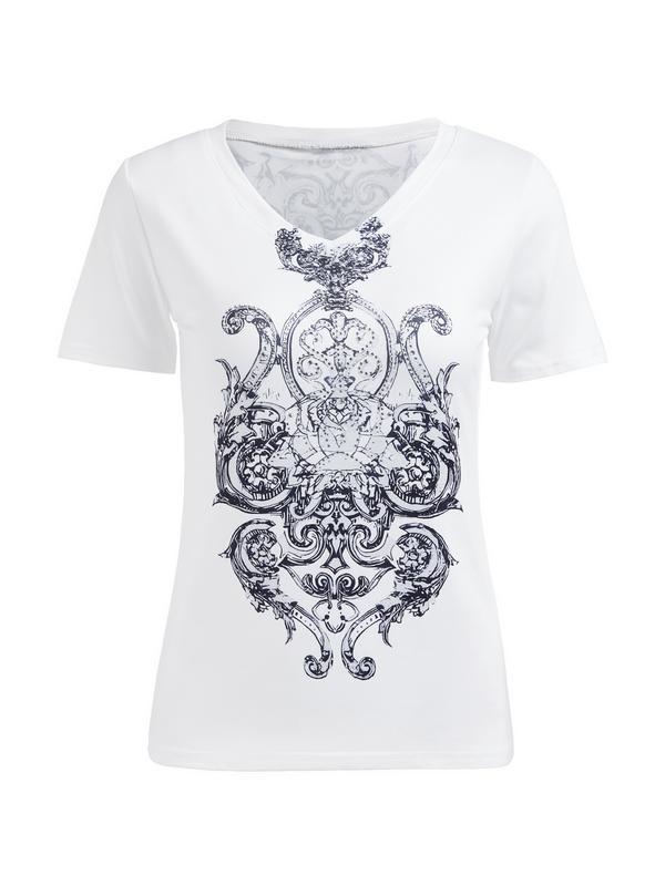 Gothic Rhinestone Print Short Sleeve Tee Product Image