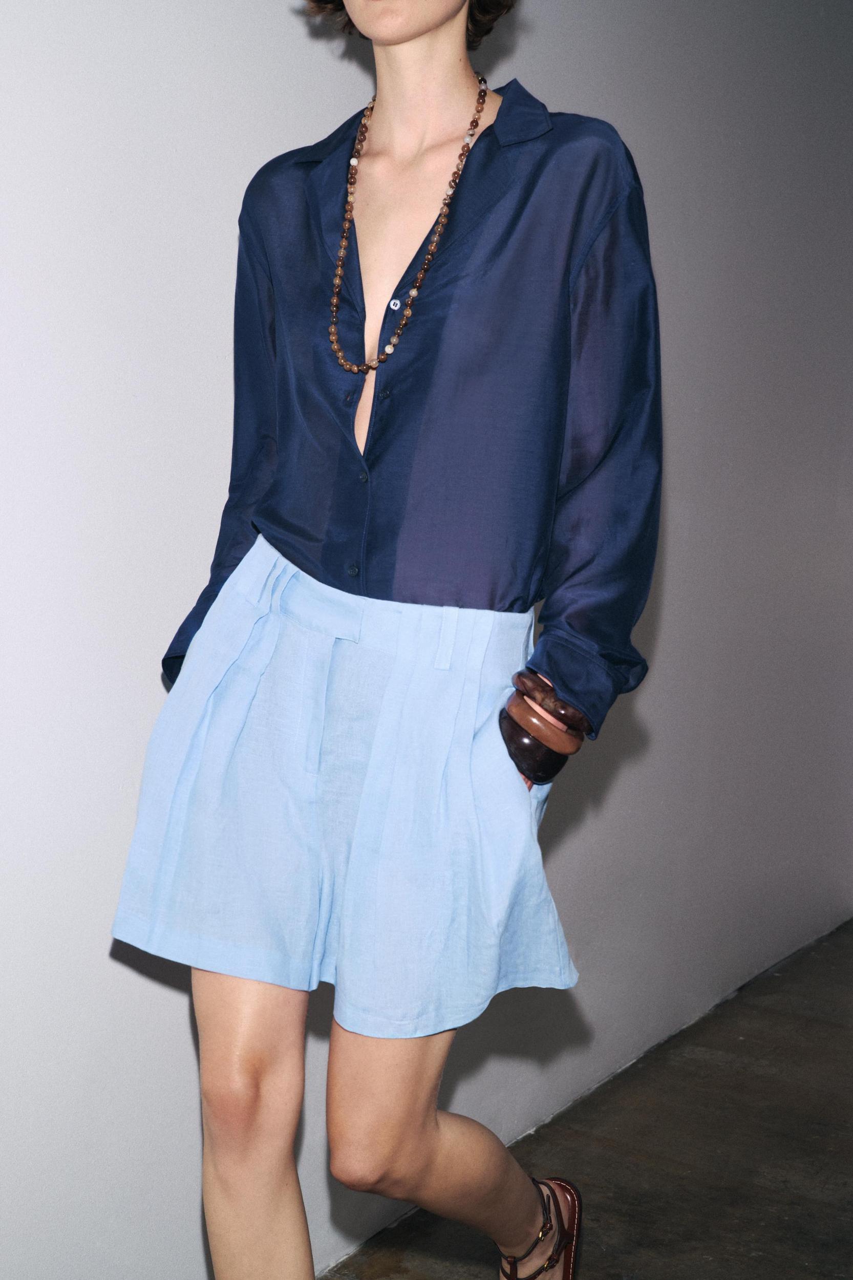 100% LINEN SHORTS ZW COLLECTION Product Image