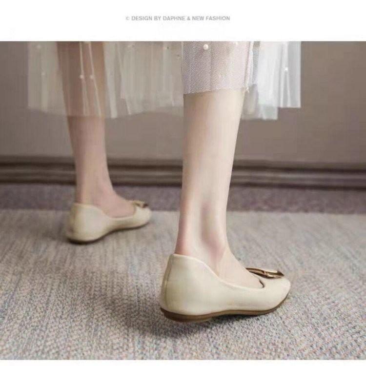 Faux Leather Square Toe Flats Product Image