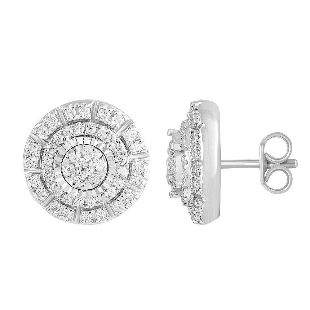 Royal Aura Sterling Silver 1/2 Carat T.W. Diamond Circle Stud Earrings, Women's Product Image