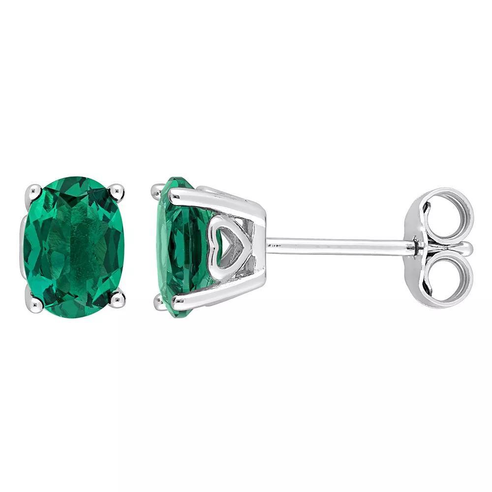 Stella Grace Sterling Silver & Gemstone Oval Stud Earrings, Women's, Created Green Product Image