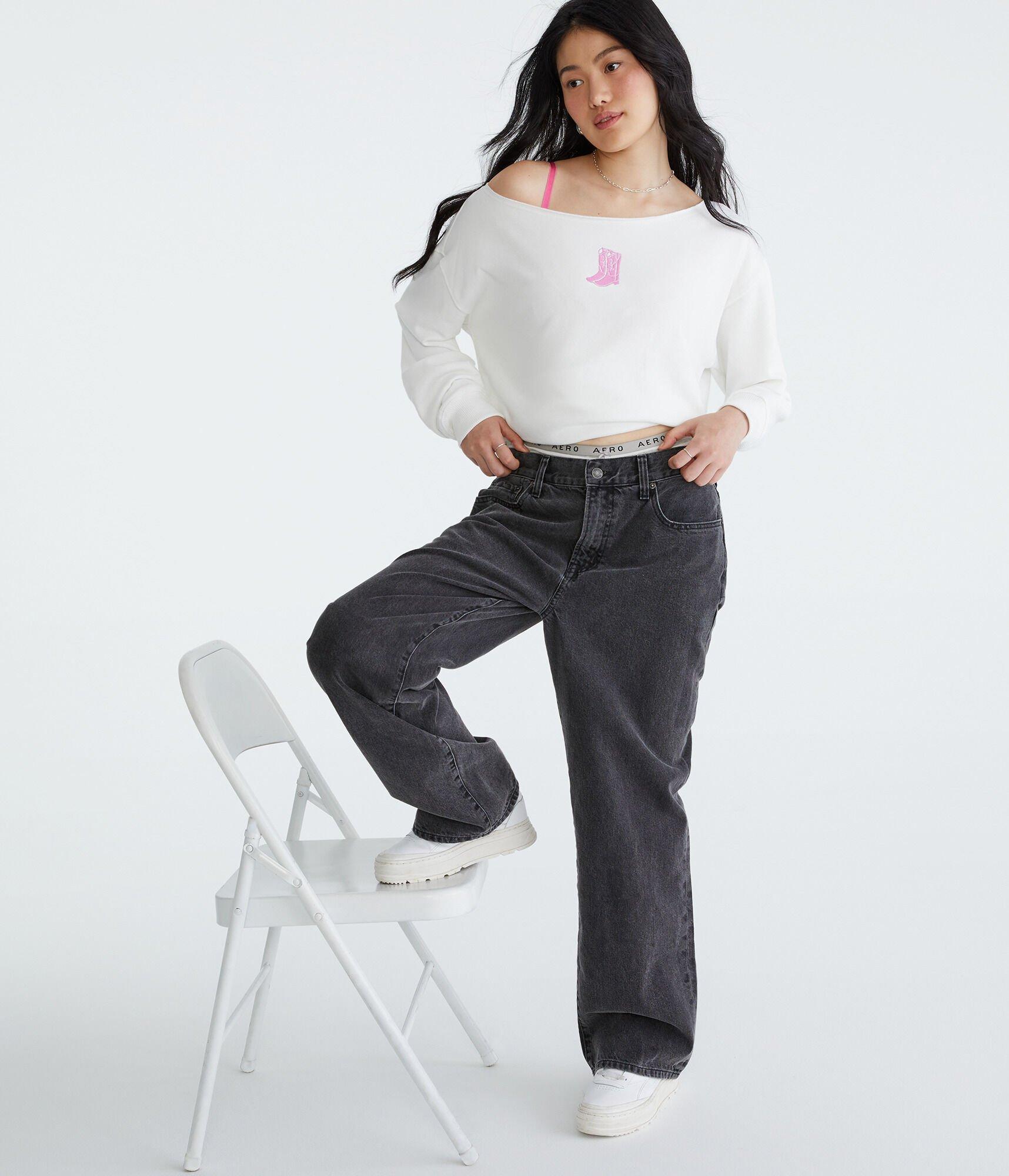 Cowboy Boots Off-The-Shoulder Sweatshirt Product Image