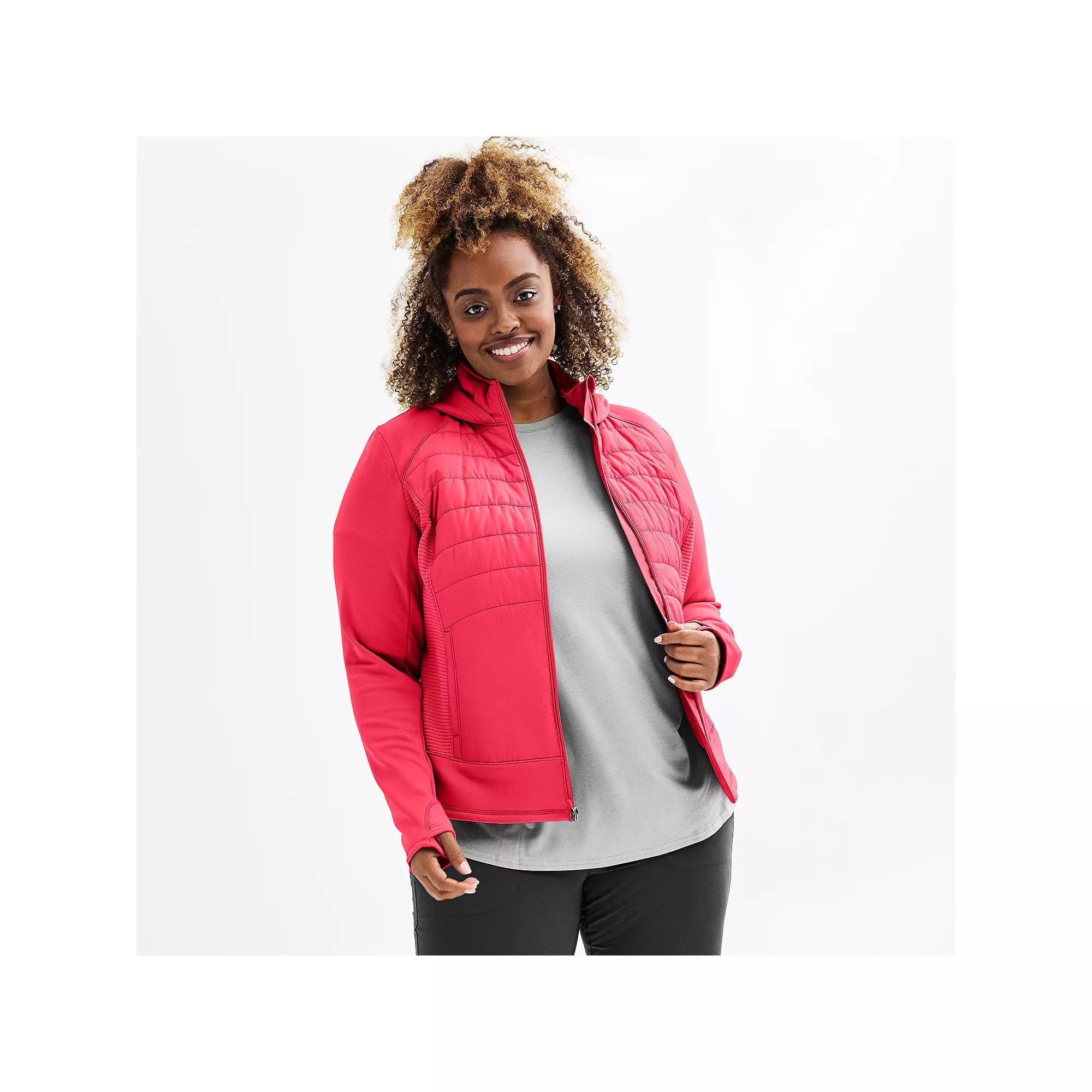 Plus Size Tek Gear® Hooded Mixed-Media Jacket, Women's, Size: 2XL, Surely Red Product Image