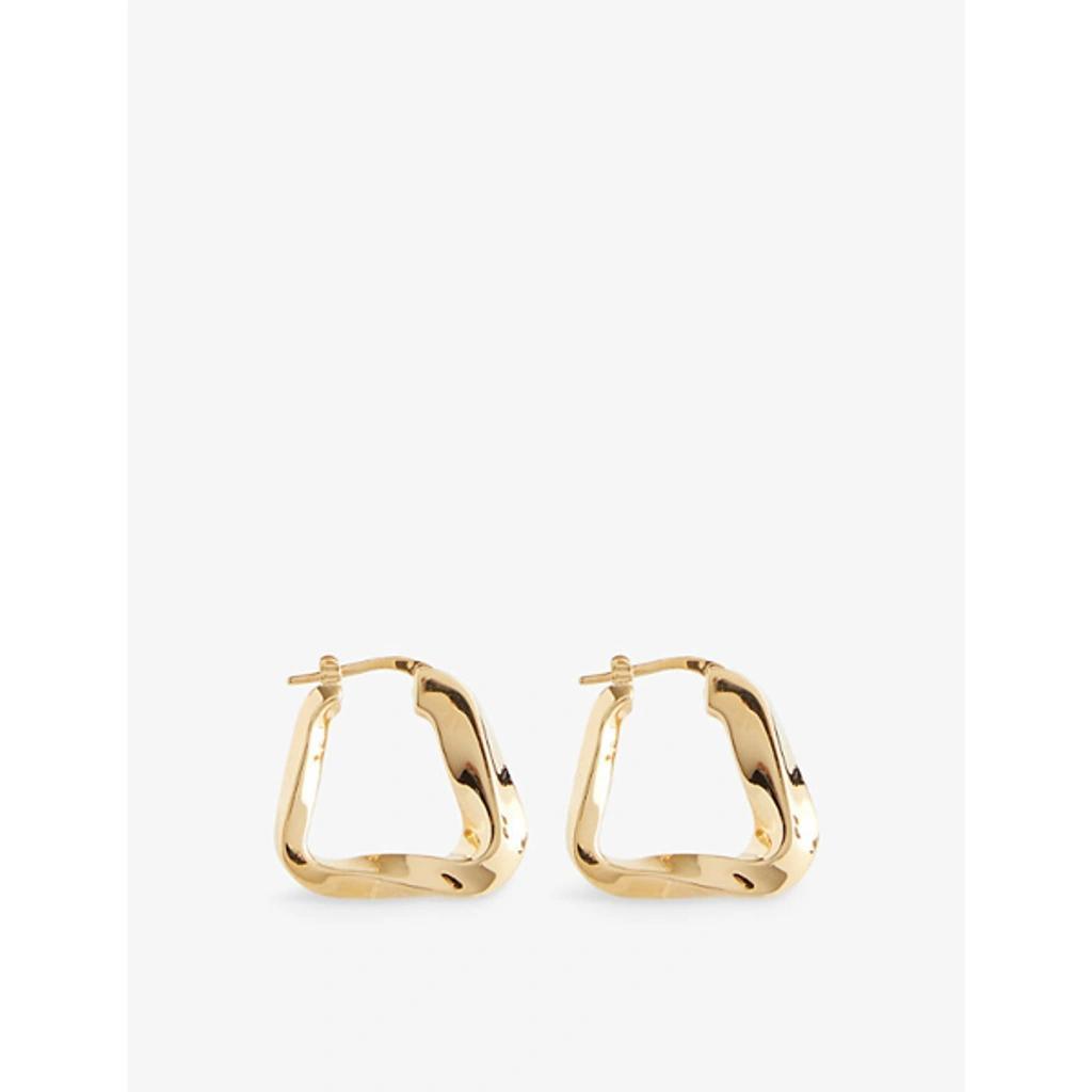 BOTTEGA VENETA Womens Silver Wave Triangle 18ct Yellow-gold Plated Silver Hoop Earrings Product Image