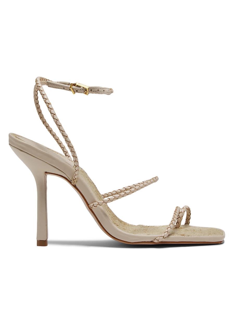 Womens Kaya 100MM Leather & Raffia Stiletto-Heel Sandals Product Image