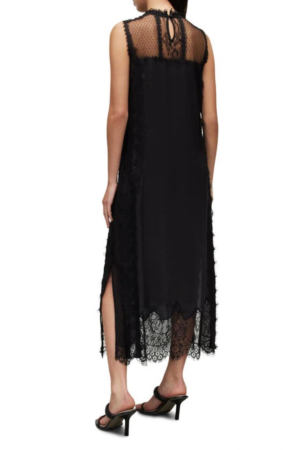 Mila Lace Trim Midi Dress In Black Product Image