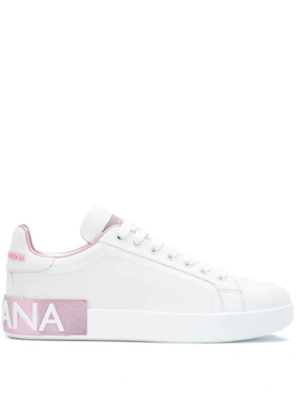 DOLCE & GABBANA Portofino Low-top Sneakers In Bianco Rosa Product Image