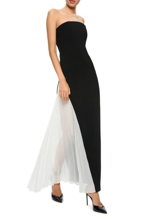 ALICE AND OLIVIA Retha Strapless Maxi Dress With Pleated Godet In Black Product Image