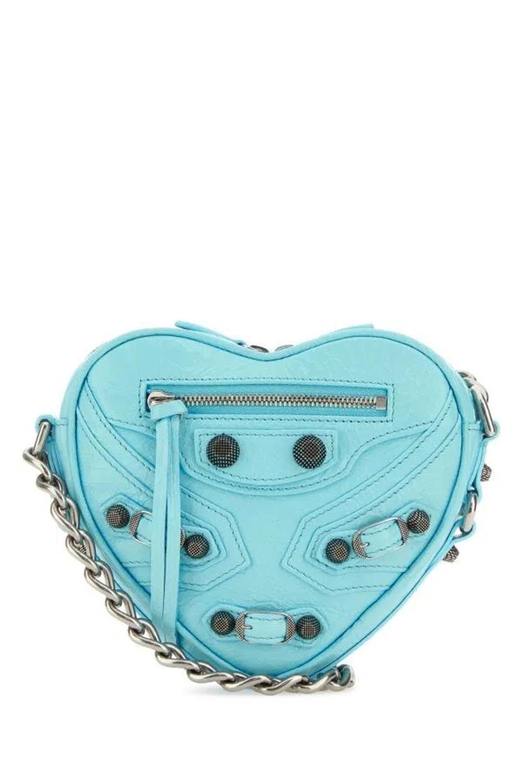 BALENCIAGA Mini Le Cagole Heart Crossbody Bag In Blue Product Image