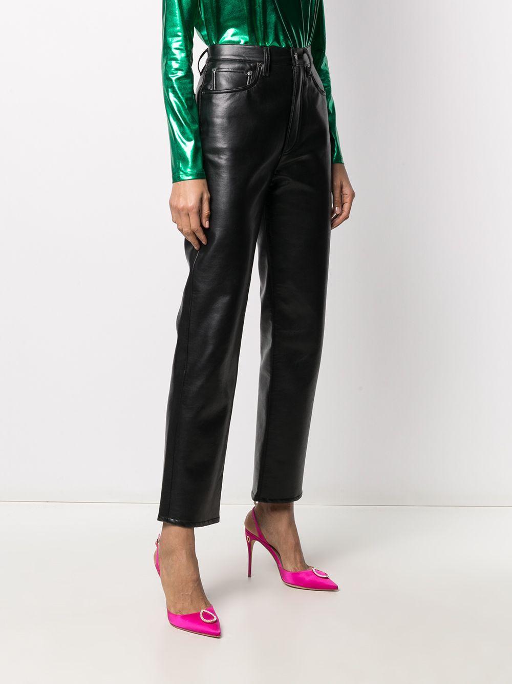 high-waisted leather trousers Product Image