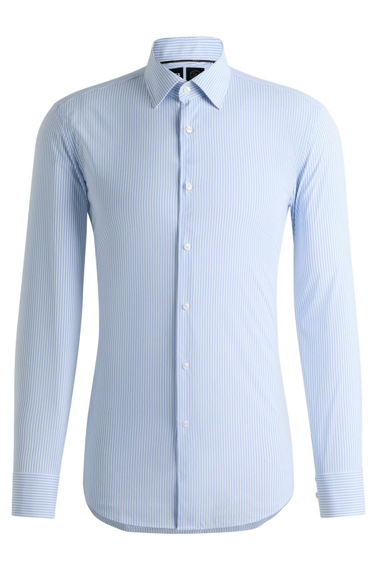 Slim-fit shirt in striped performance-stretch fabric Product Image