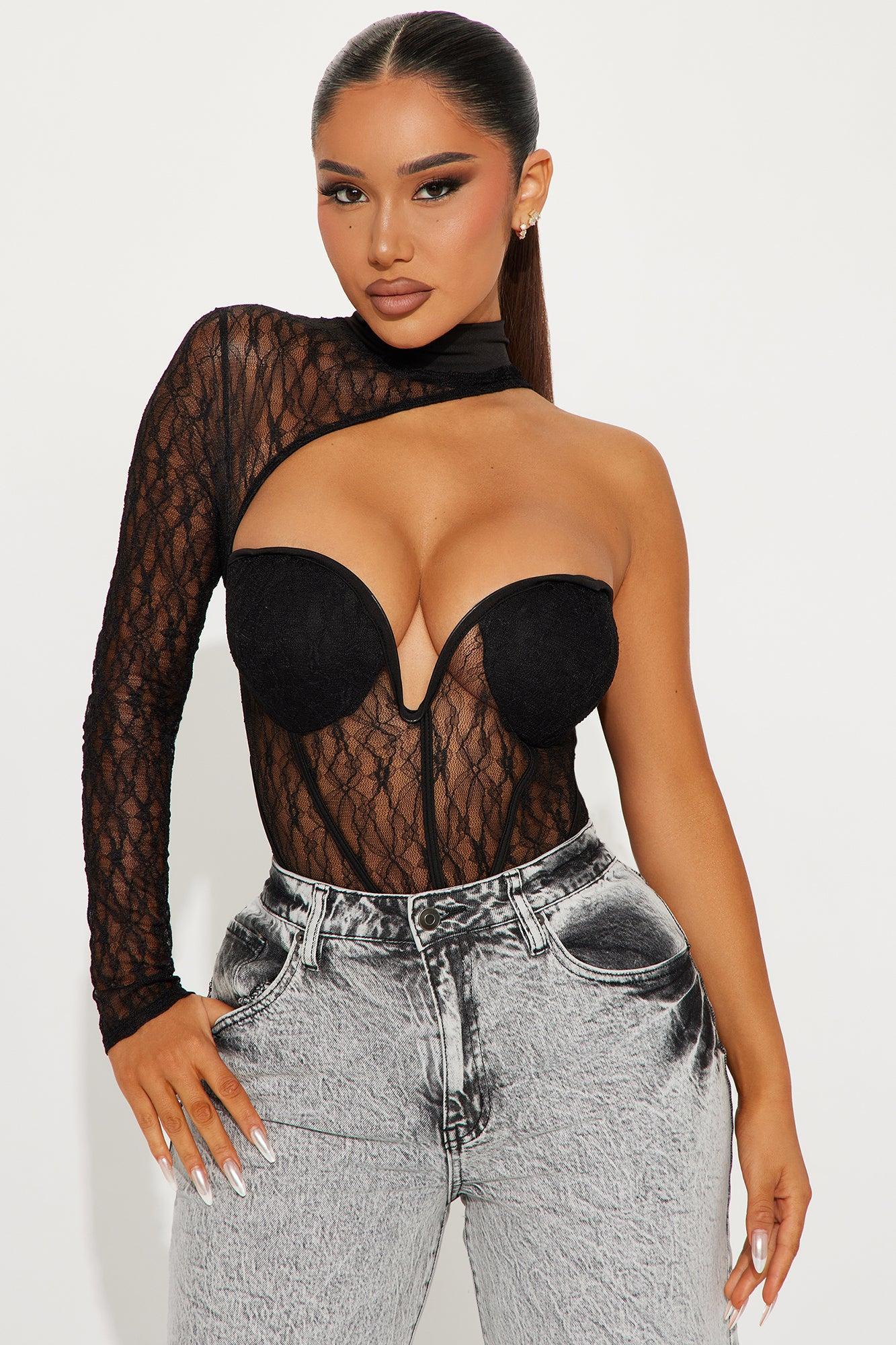 Rich Romance Lace Bodysuit - Black Product Image