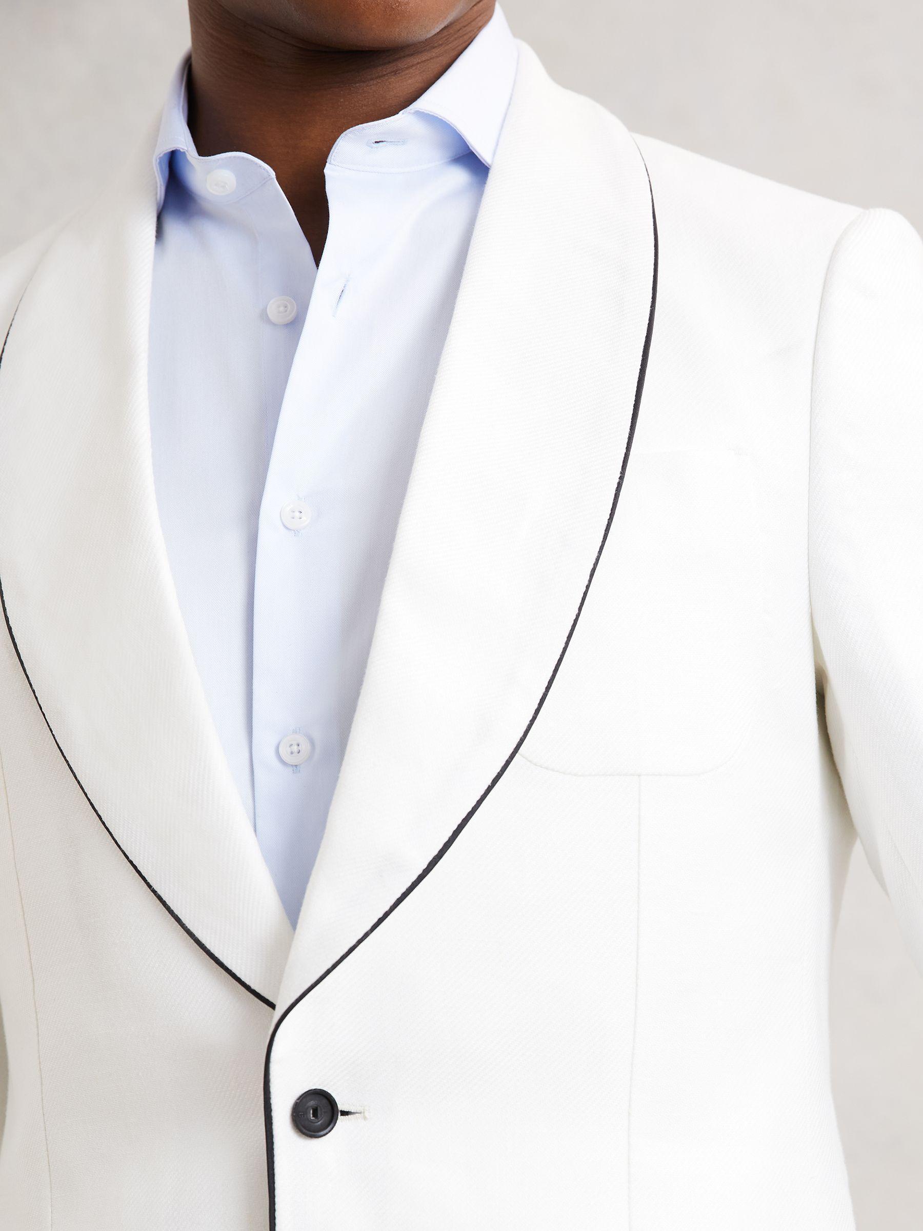 Single-Breasted Blazer with Linen in Ivory White Product Image