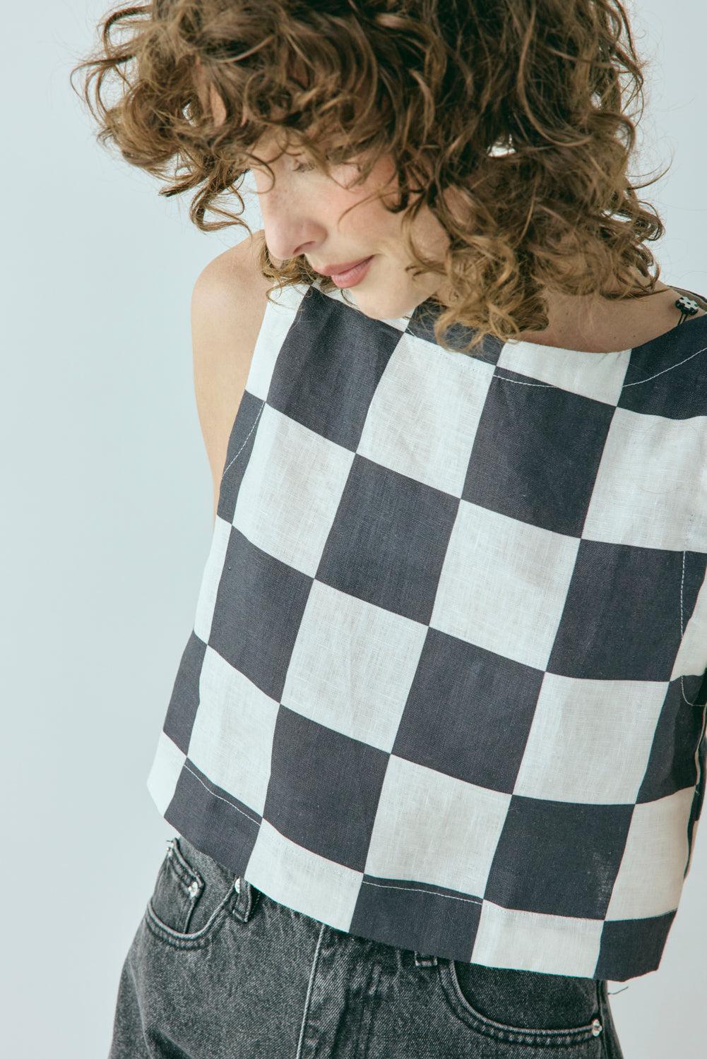 Naya Linen Top Check Product Image