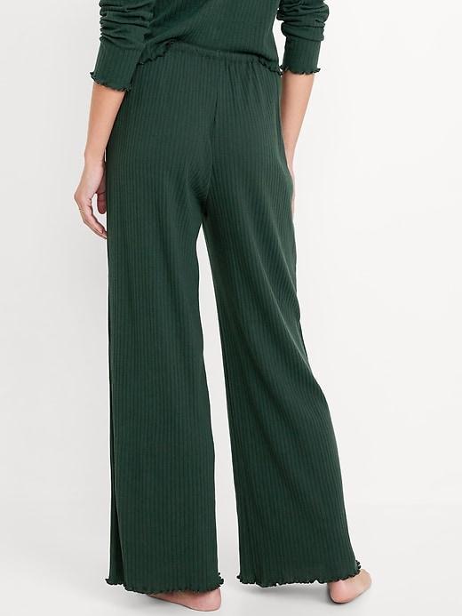 High-Waisted Ribbed Pajama Pants Product Image