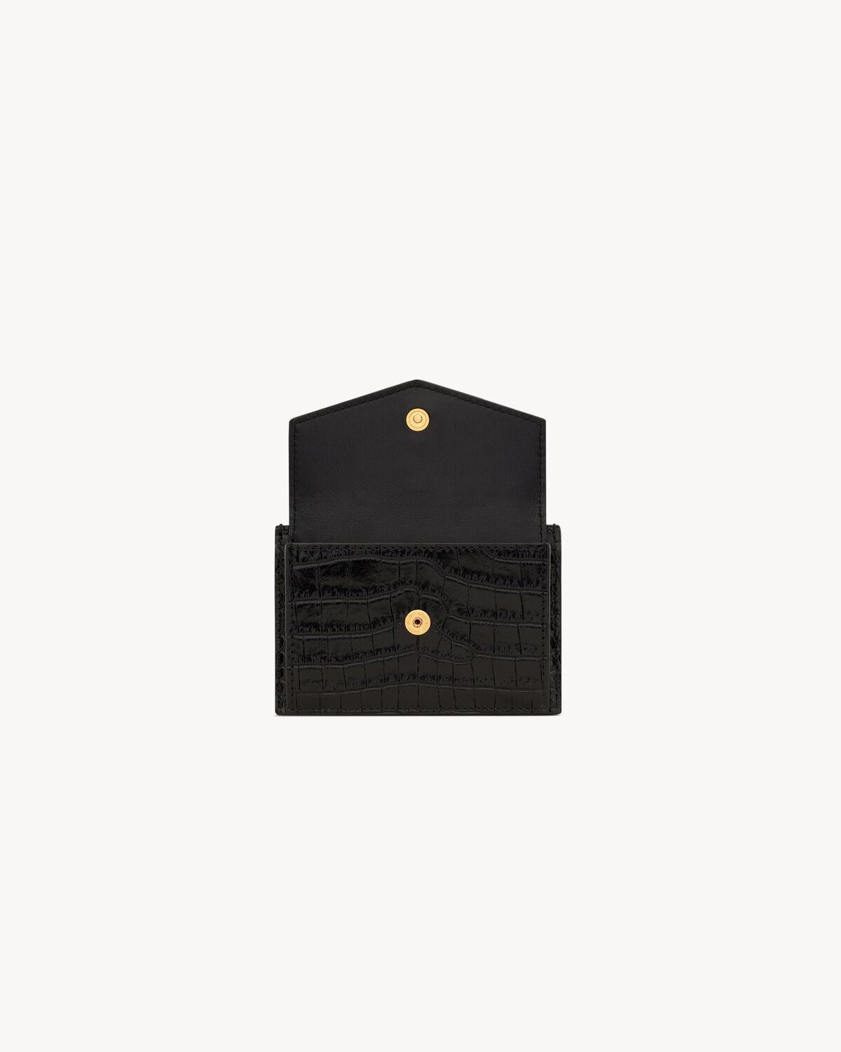 UPTOWN FLAP card case in crocodile-embossed shiny leather | Saint Laurent | YSL.com Product Image