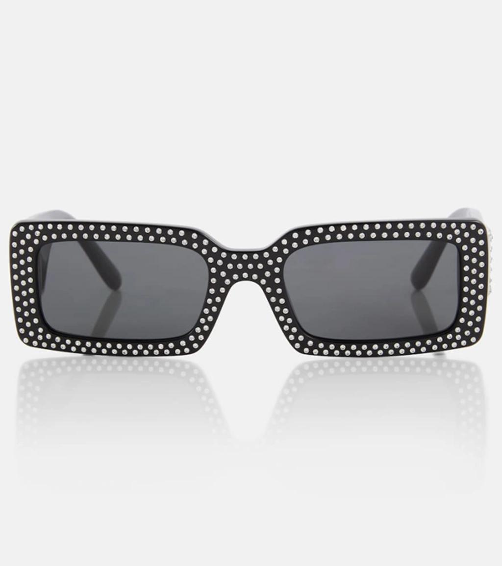 DOLCE & GABBANA Embellished Rectangular Sunglasses In Black Product Image