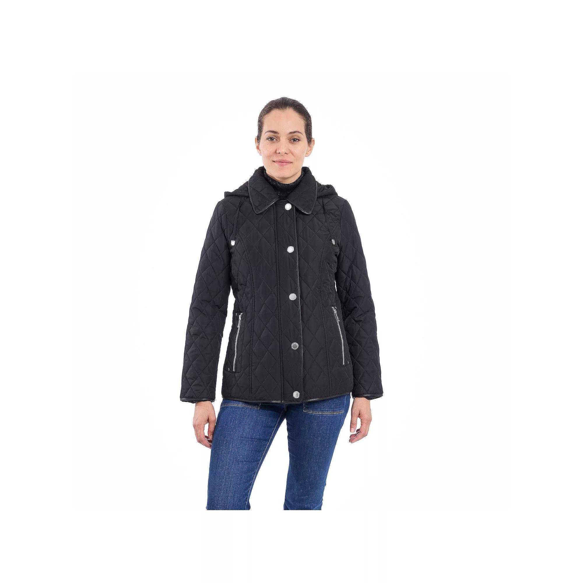 Women's London Fog Short Qulited Jacket, Size: Small, Black Product Image