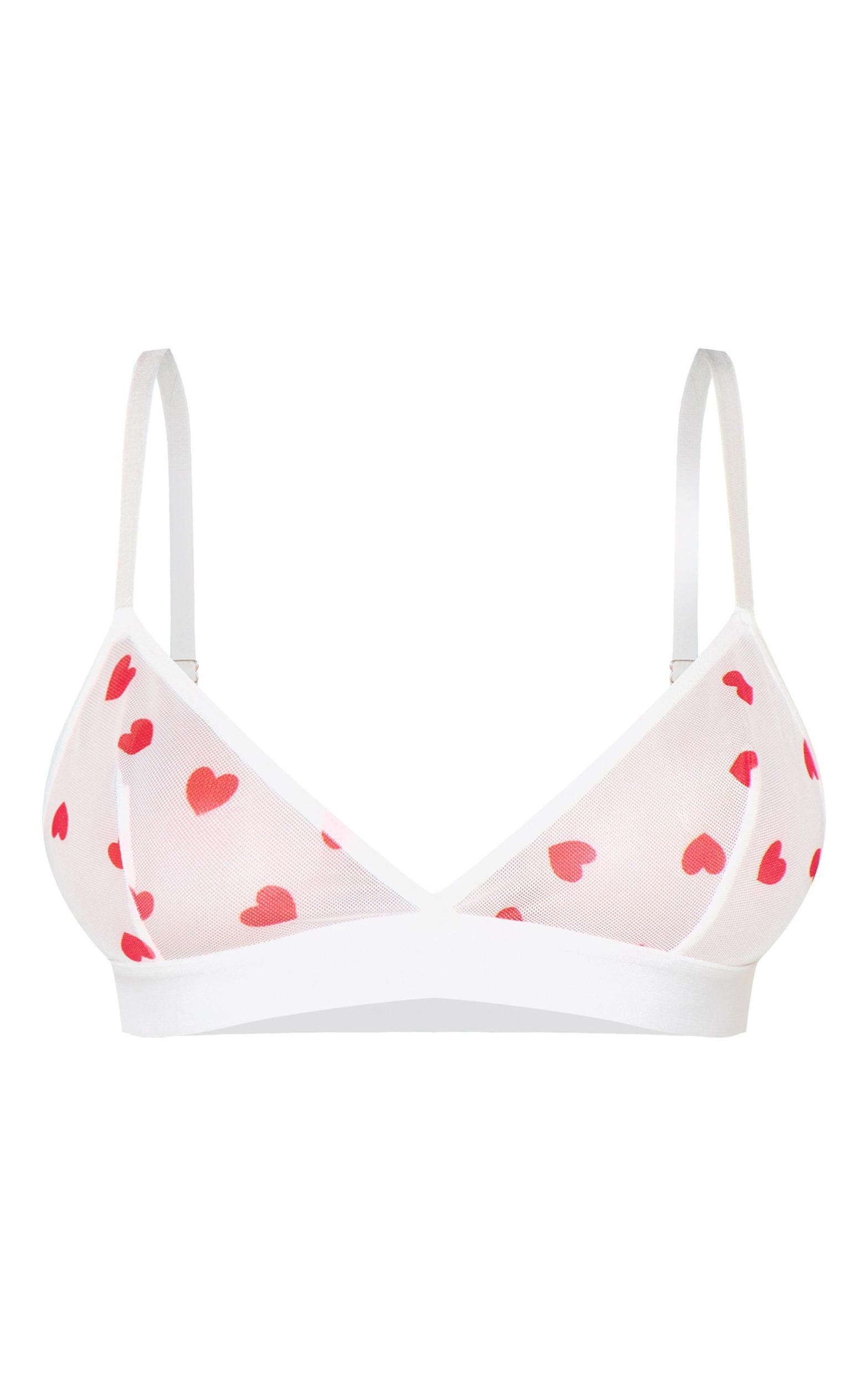 White Mesh Heart Triangle Bralette Product Image