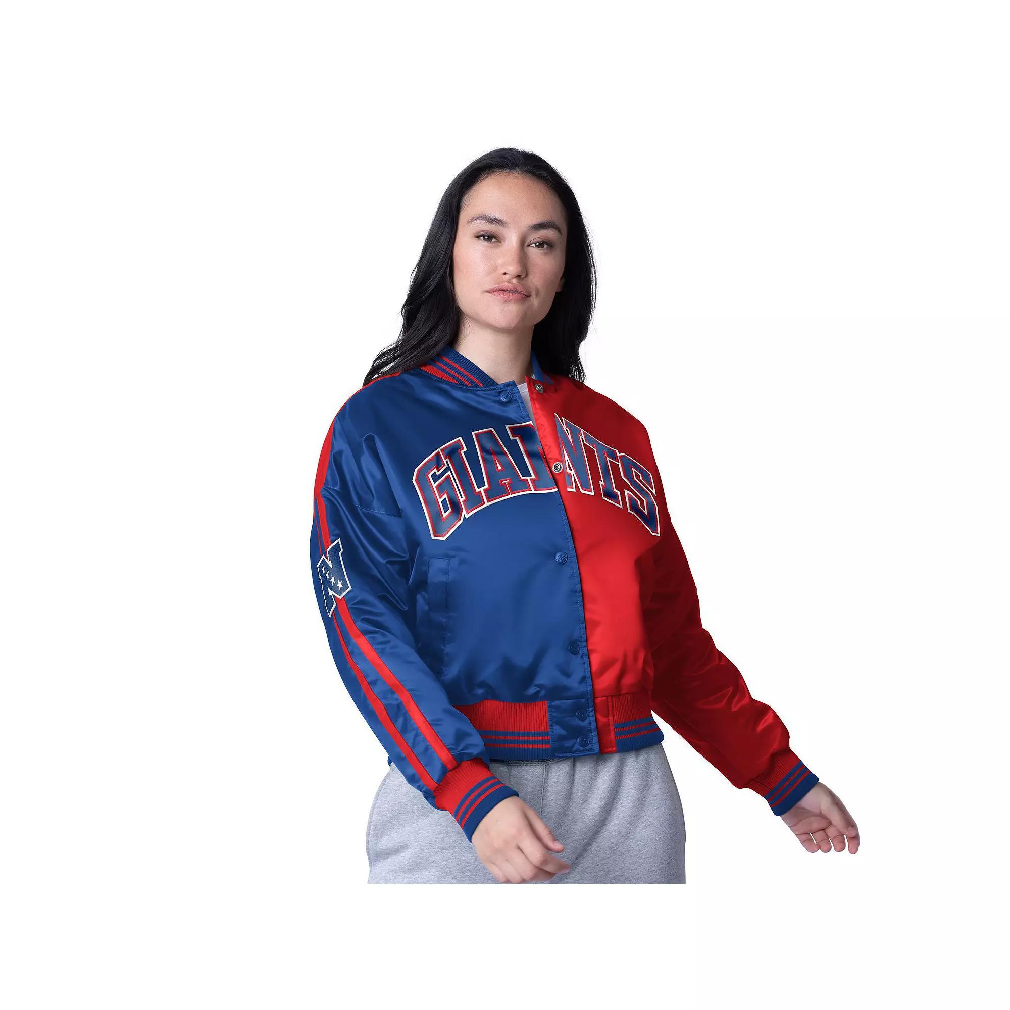Women's Starter Red/Royal New York Giants Cropped Full-Snap Jacket, Size: Large Product Image