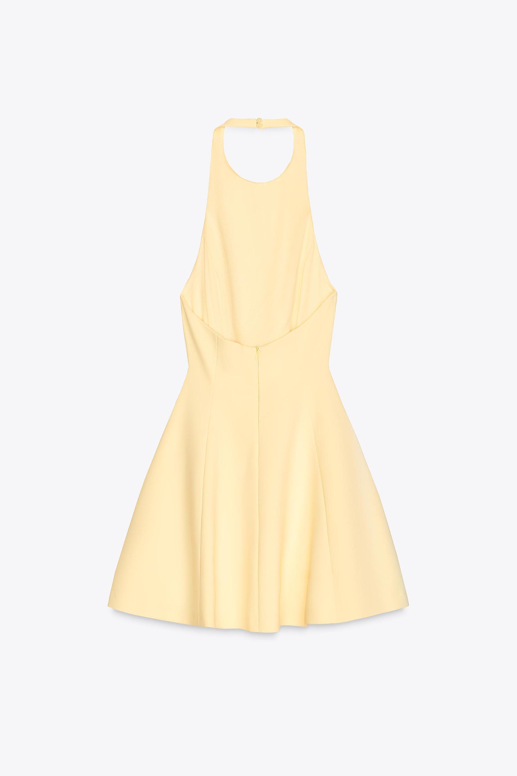 SHORT HALTER GODET DRESS Product Image