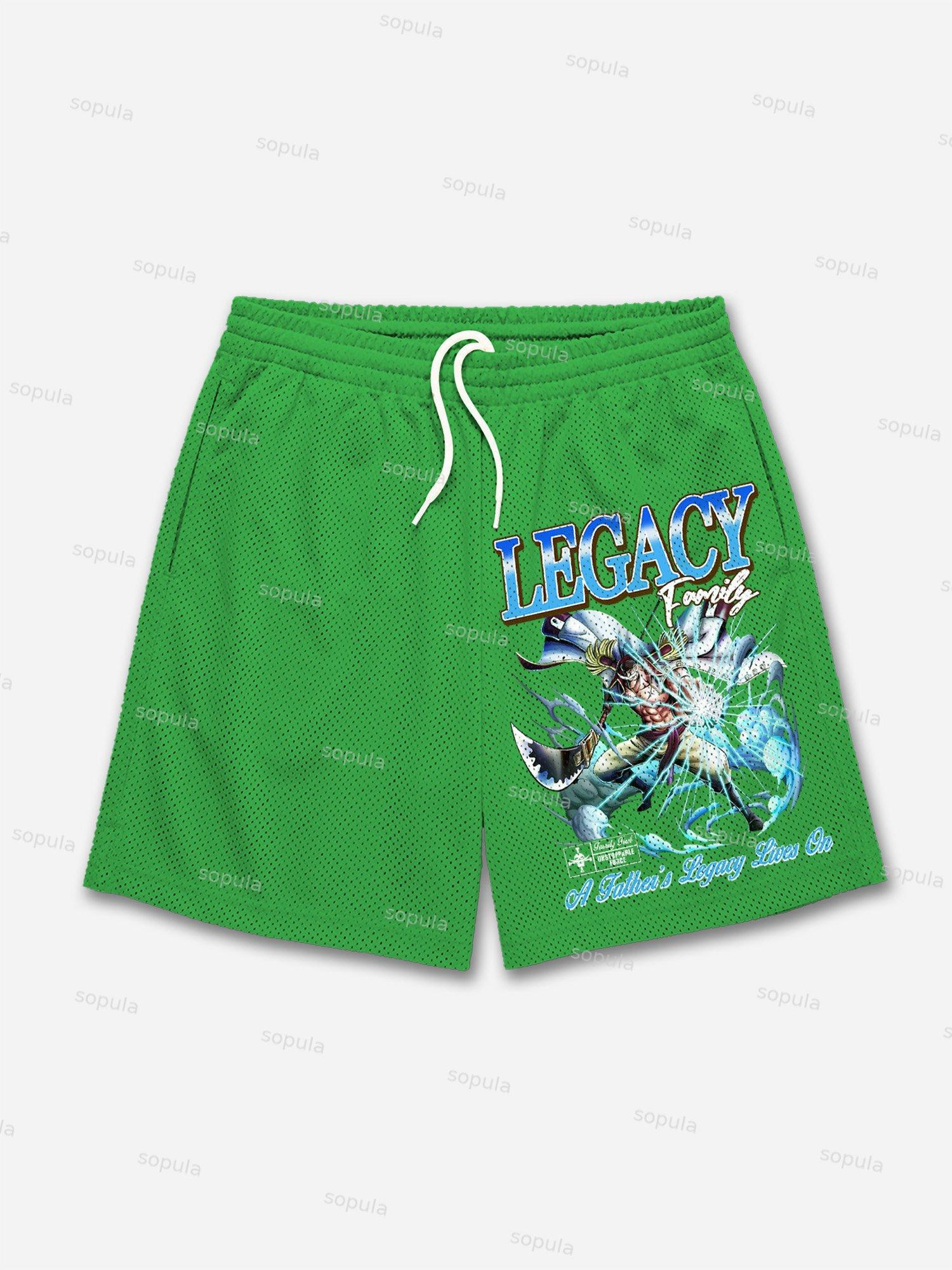 Anime Graphic Legacy Print Mesh Shorts Product Image